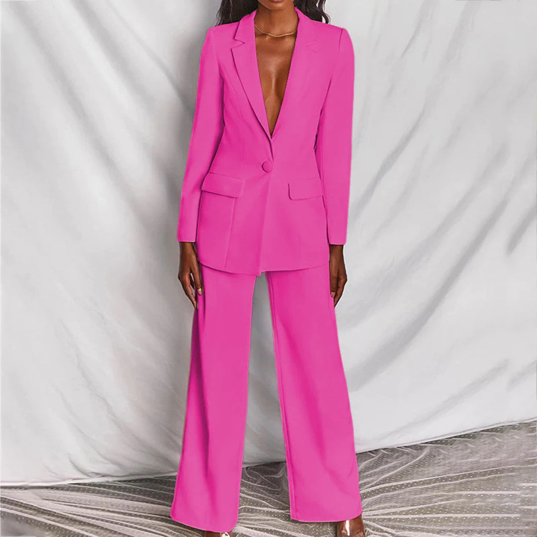 Women’s Two-Piece Set – Blazer with Matching High-Waisted Trousers