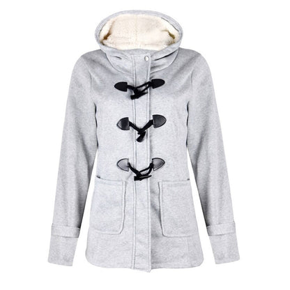 Women’s Plush-Lined Toggle Winter Jacket – Hooded Mid-Length Everyday Coat