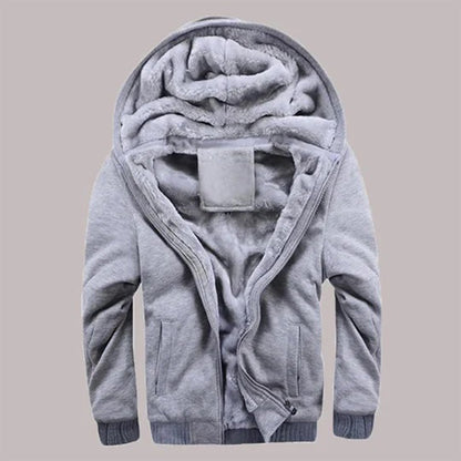 Men’s Plush Fleece-Lined Hooded Winter Jacket – Warm Zip-Up Layer for Cold-Weather Wear