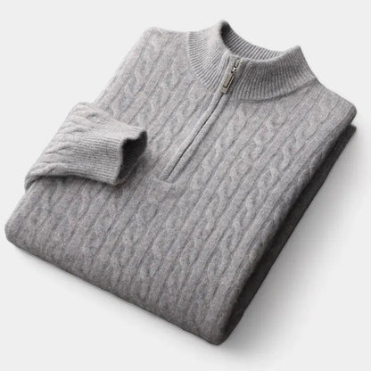Men’s Merino Cable Knit Quarter-Zip Sweater – Refined Cold-Weather Layer for Smart Dressing