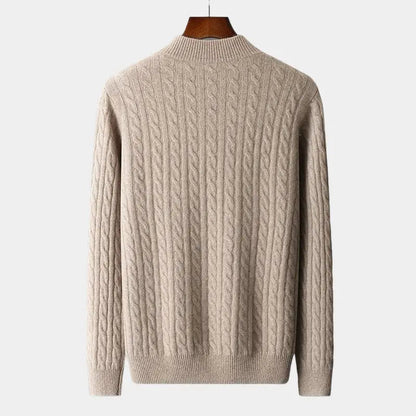 Men’s Merino Cable Knit Quarter-Zip Sweater – Refined Cold-Weather Layer for Smart Dressing