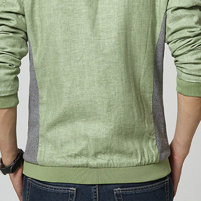 Men’s Lightweight Stand-Collar Jacket – Shoulder-Panel Zip Layer for Casual Seasonal Wear