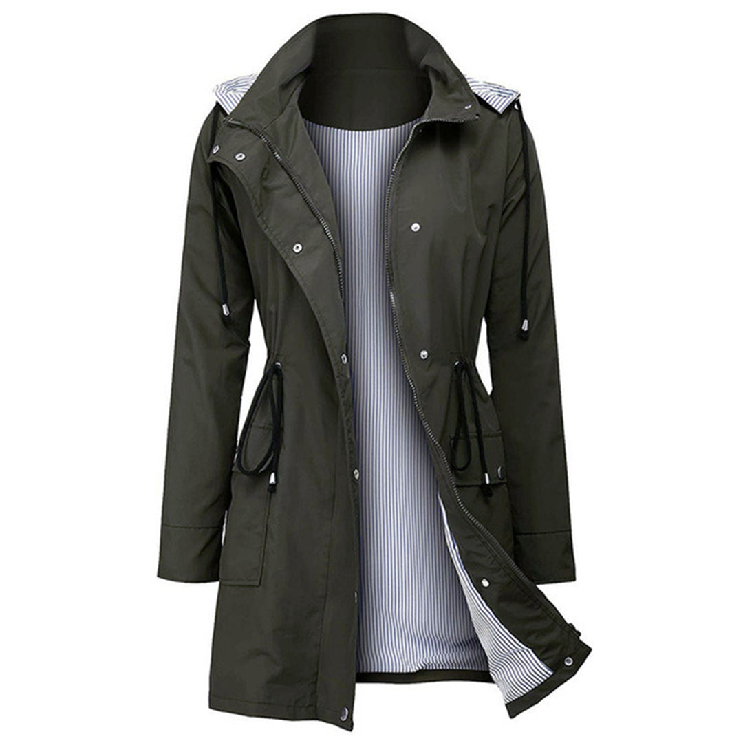Women’s Drawstring-Waist Hooded Parka – Lightweight Utility Jacket for Windy and Rainy Seasonal Days