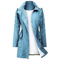 Women’s Drawstring-Waist Hooded Parka – Lightweight Utility Jacket for Windy and Rainy Seasonal Days