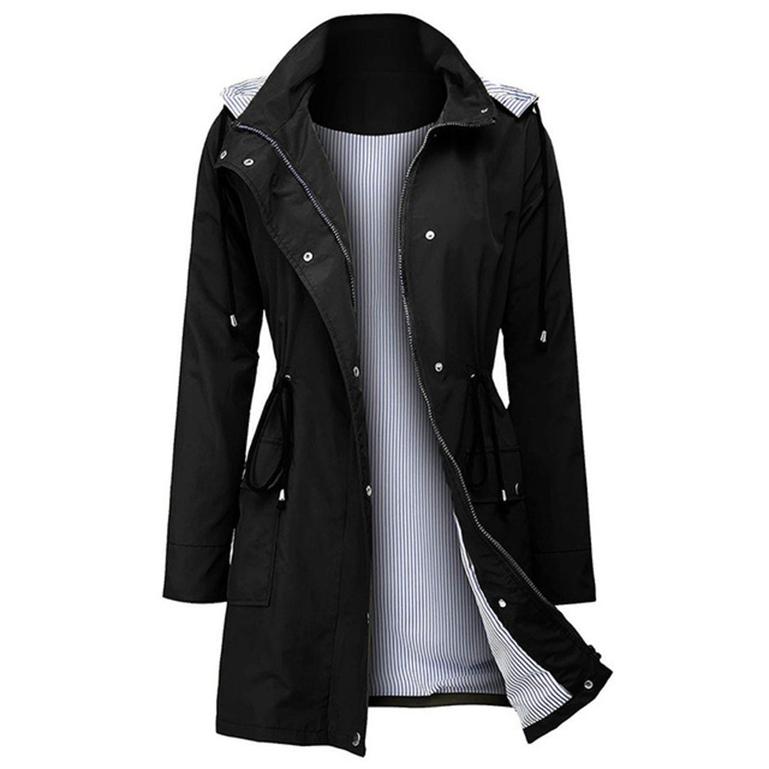 Women’s Drawstring-Waist Hooded Parka – Lightweight Utility Jacket for Windy and Rainy Seasonal Days