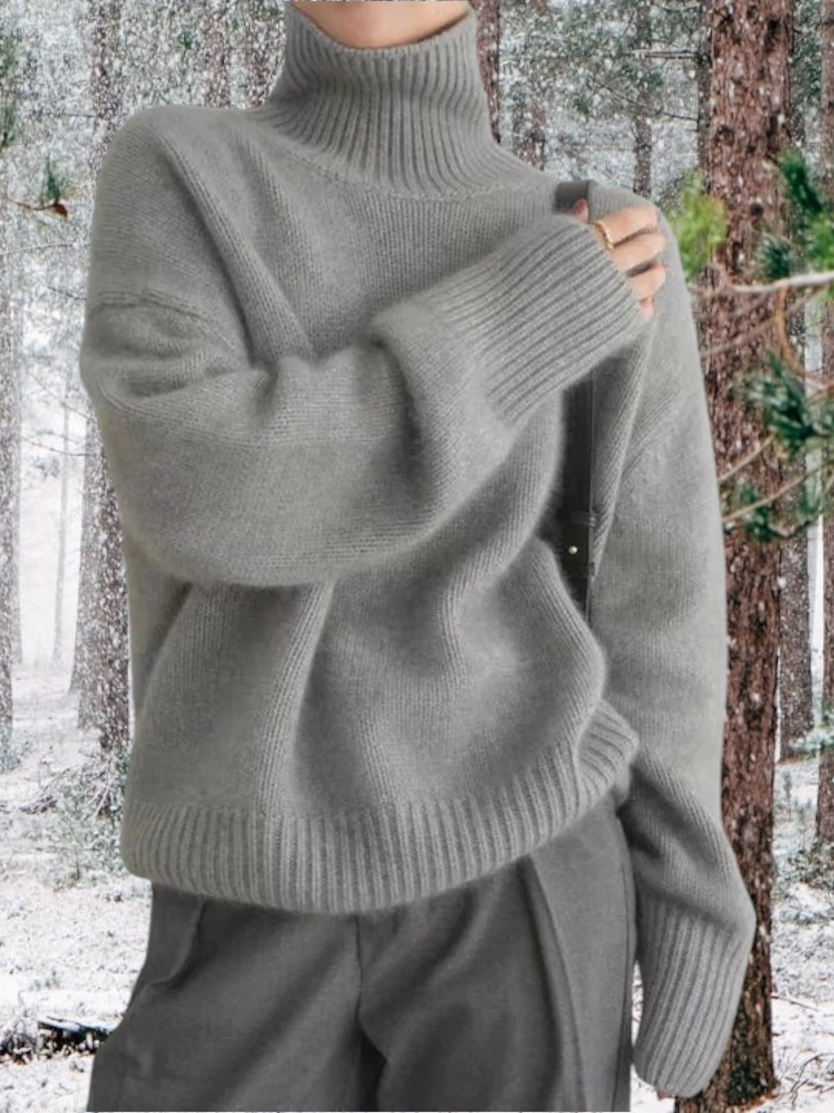 Women’s Roll-Neck Jumper – Balloon Sleeves with Long Ribbed Cuffs