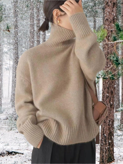Women’s Roll-Neck Jumper – Balloon Sleeves with Long Ribbed Cuffs