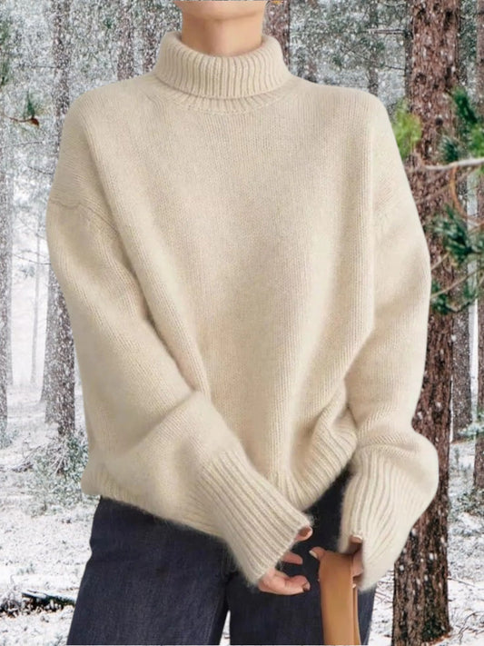 Women’s Roll-Neck Jumper – Balloon Sleeves with Long Ribbed Cuffs