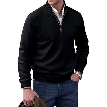 Men’s Quarter-Zip Knit Sweater – Regular-Fit Smart Casual Layer for Office and Weekend Wear