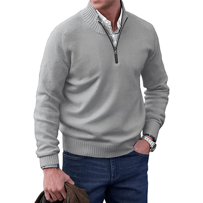 Men’s Quarter-Zip Knit Sweater – Regular-Fit Smart Casual Layer for Office and Weekend Wear