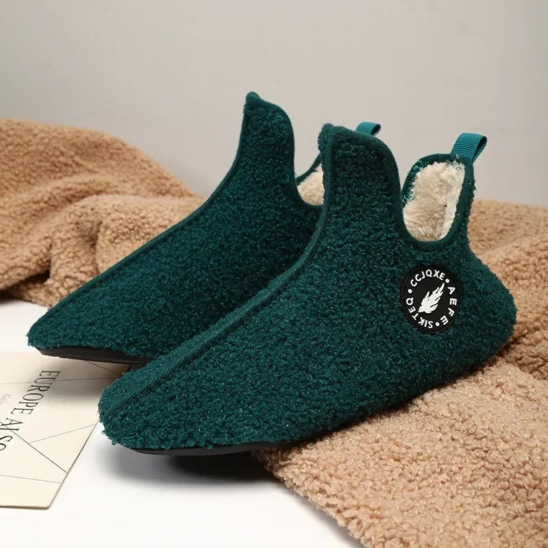 Men’s Soft Cotton-Lined Winter Slippers – Warm Non-Slip Indoor House Shoes