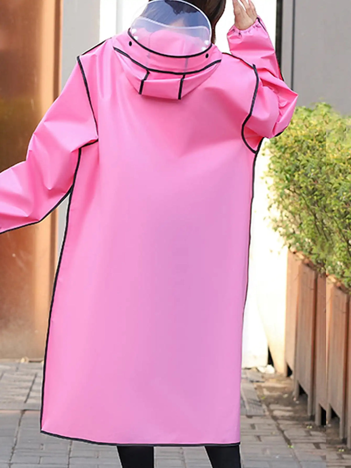 Unisex Waterproof Long Rain Poncho – Full-Body Hooded Cycling Raincoat with Reflective Trim