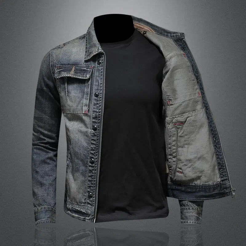 Men’s Trucker Jacket – Flap Pockets with Zip and Button Fastening