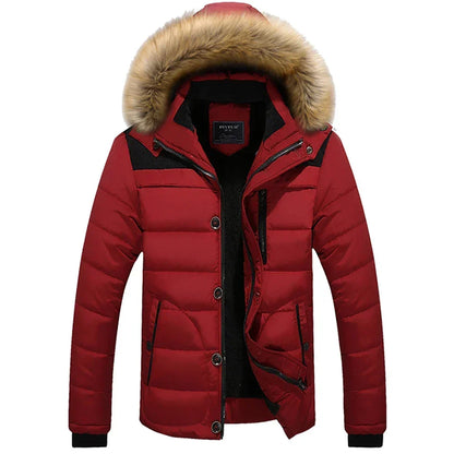 Men’s Faux-Fur Hooded Puffer Jacket – Insulated Multi-Pocket Winter Layer for Everyday Cold-Weather Wear