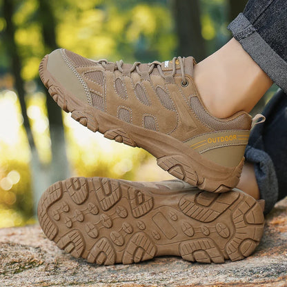 Men’s Low-Cut Winter Hiking Shoes – Rugged Anti-Slip Lace-Up Outdoor Trail Walking Sneakers