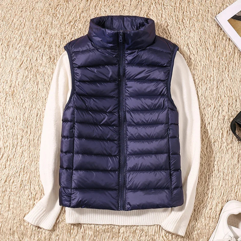 Women’s Lightweight Puffer Vest – Quilted Sleeveless Winter Layer with High Stand Collar