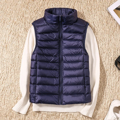 Women’s Lightweight Puffer Vest – Quilted Sleeveless Winter Layer with High Stand Collar