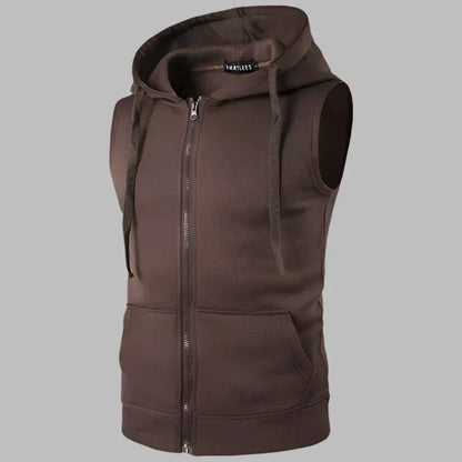 Men’s Sleeveless Zip-Up Hoodie Vest – Lightweight Layer for Casual Everyday Wear