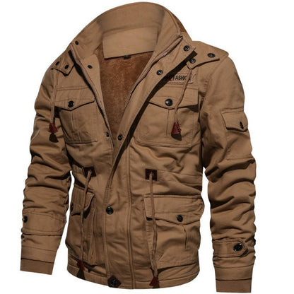 Men’s Fleece-Lined Utility Winter Jacket – Weather-Resistant Multi-Pocket Layer for Cold-Season Everyday Wear