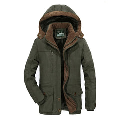 Men’s Fleece-Lined Hooded Winter Jacket – Warm Utility Outerwear for Everyday and Outdoor Cold-Weather Wear