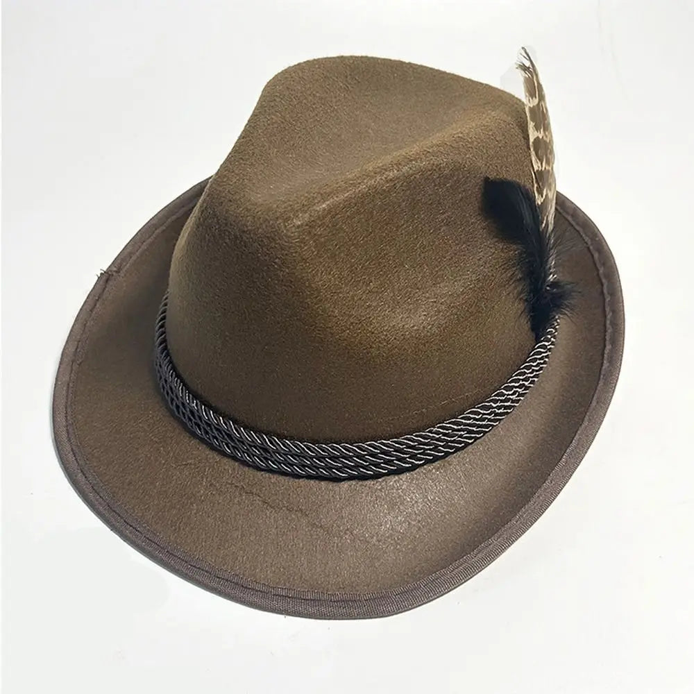 Men’s Traditional Bavarian Hat – Feather-Trimmed Festival Headwear for Oktoberfest Wear