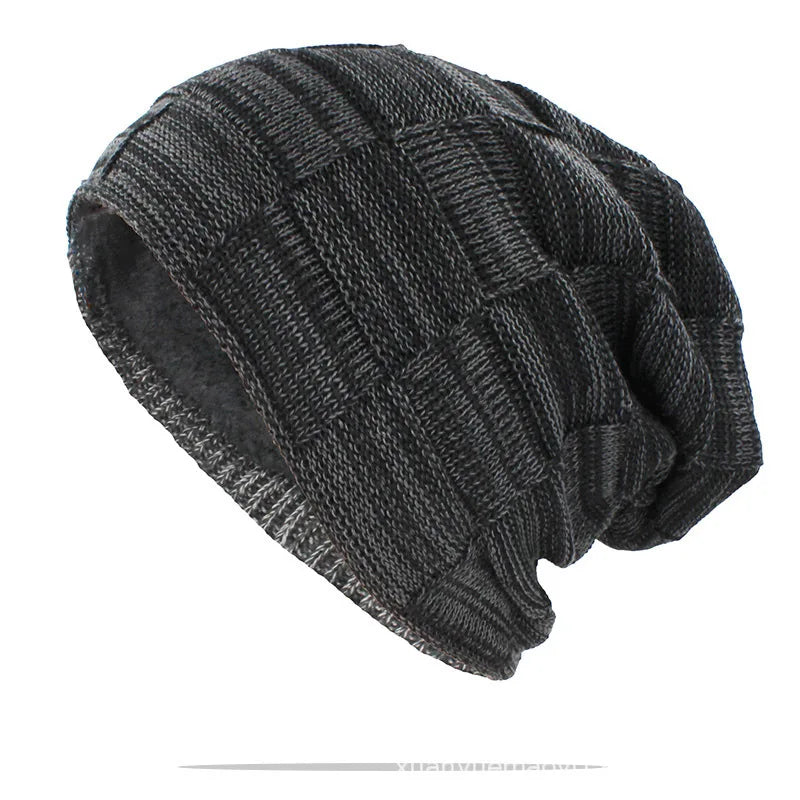Unisex Textured Slouchy Knit Beanie – Stretch Winter Hat with Relaxed Patchwork Design
