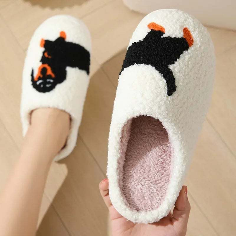Women’s Printed Winter Slippers – Warm Non-Slip Indoor House Shoes
