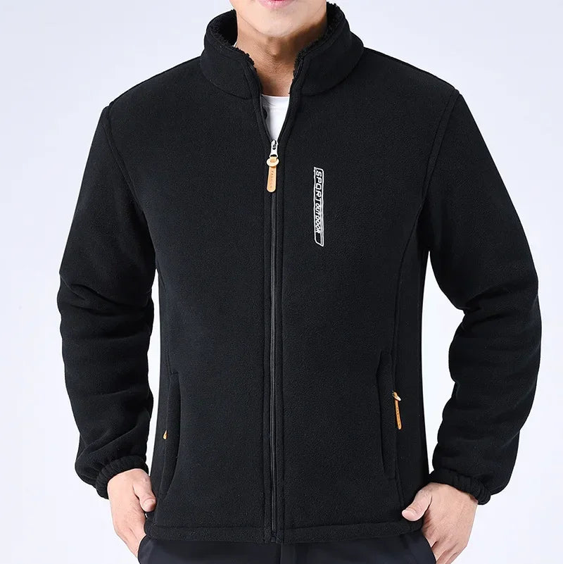 Men’s Polar Fleece Jacket – Full-Zip Winter Layer with High Collar and Secure Pockets