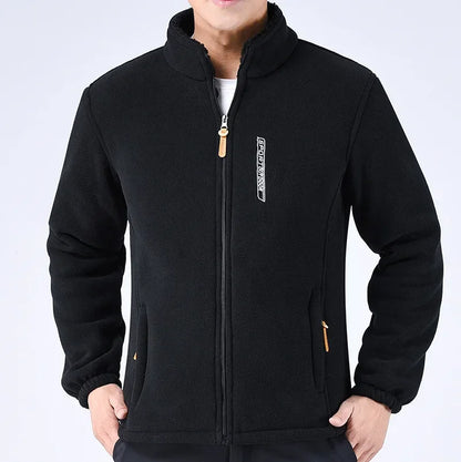 Men’s Polar Fleece Jacket – Full-Zip Winter Layer with High Collar and Secure Pockets