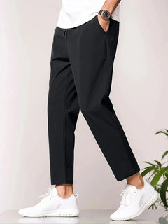 Men’s Relaxed Tapered Cropped Trousers – Lightweight Casual Pants for Everyday Wear