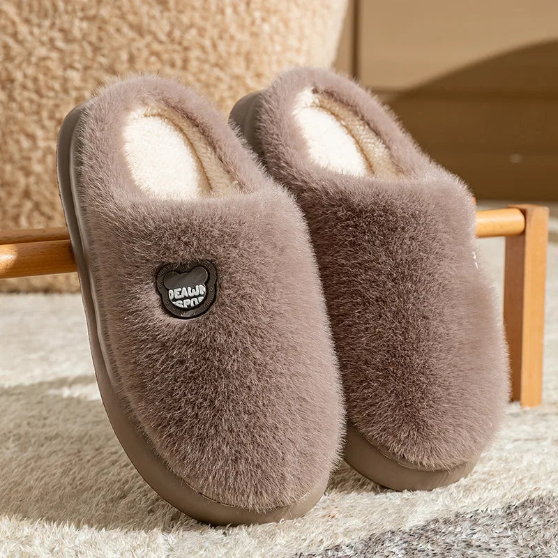 Women’s Plush Memory Foam Slippers – Fluffy Slip-On House Shoes with Thick Outdoor Sole