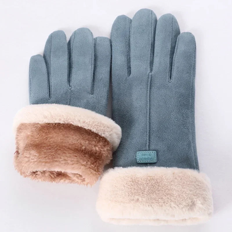 Women’s Soft Touchscreen Winter Gloves – Plush-Cuff Full-Finger Warm Outdoor Gloves for Everyday Cold-Weather Wear