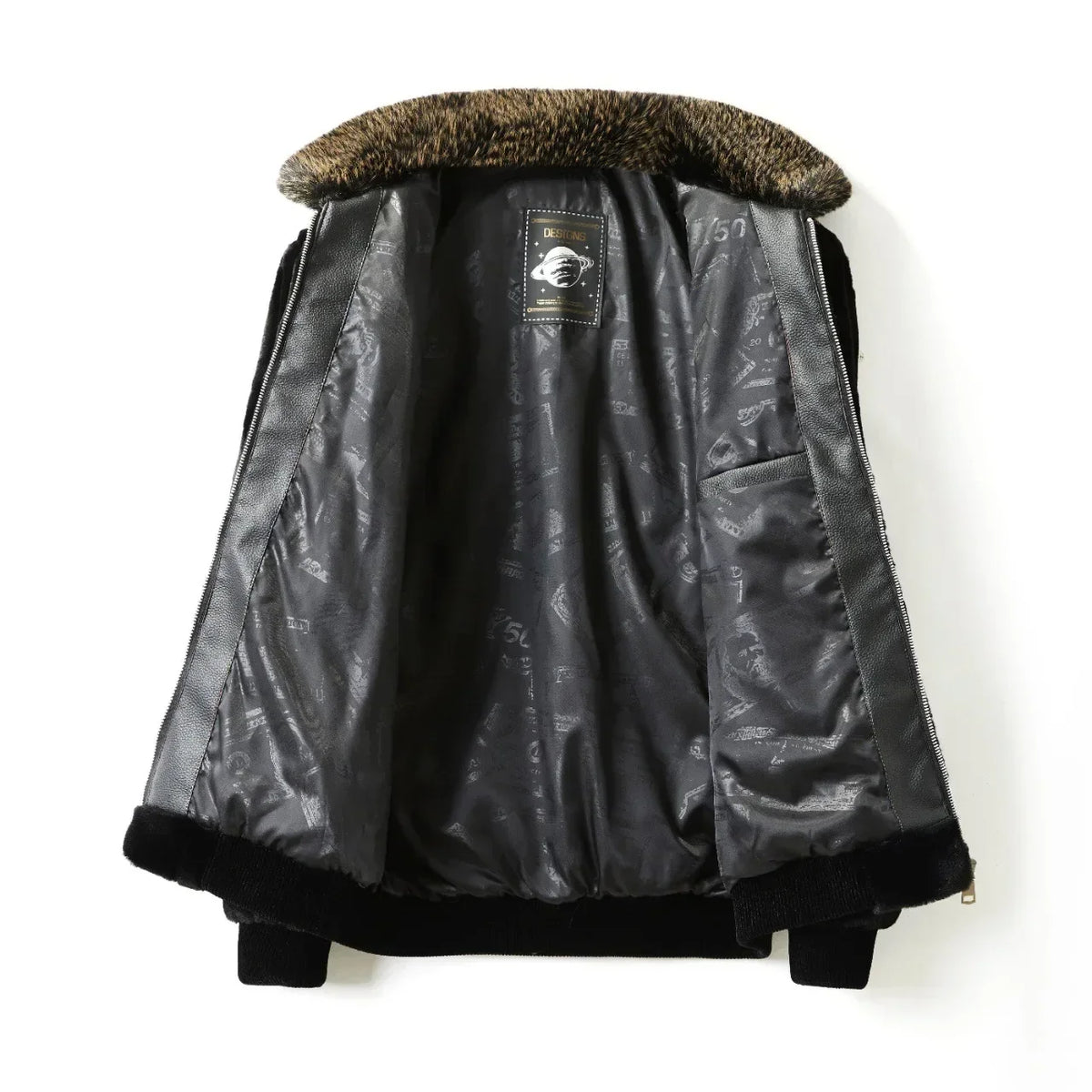 Men’s Faux-Fur Winter Jacket – Warm Zip-Up Casual Coat with Plush Collar for Everyday Cold-Weather Wear