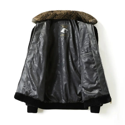 Men’s Faux-Fur Winter Jacket – Warm Zip-Up Casual Coat with Plush Collar for Everyday Cold-Weather Wear
