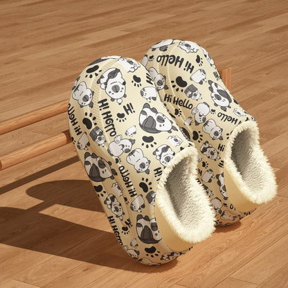 Women’s Plush-Lined Graffiti House Slippers – Warm Slip-On Winter Indoor Shoes with Anti-Slip Sole