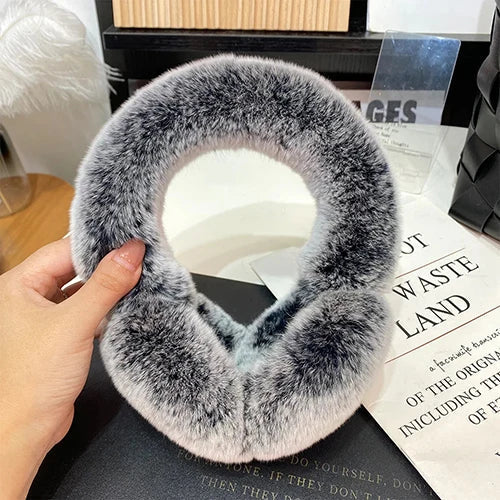 Women’s Rex Rabbit Fur Ear Warmers – Soft Stretch Winter Earmuffs for Cold-Weather Daily Wear