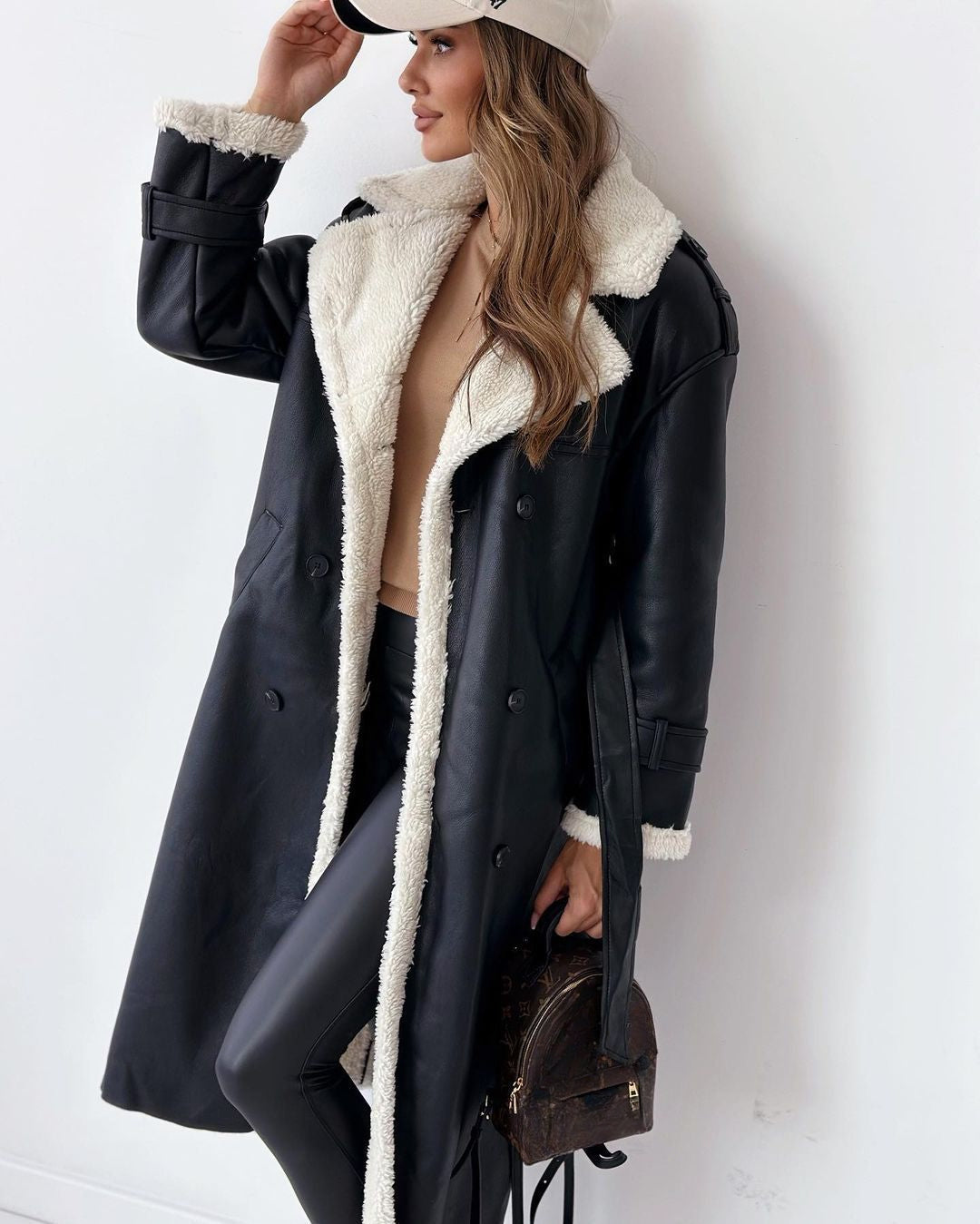 Women’s Teddy Coat – Double-Breasted Fleece-Lined Trench Coat