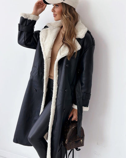 Women’s Teddy Coat – Double-Breasted Fleece-Lined Trench Coat