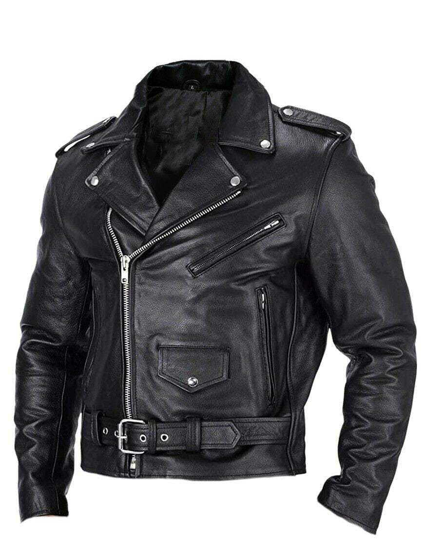 Men’s Plush-Lined Leather Biker Jacket – Warm Asymmetric Layer for Winter Wear