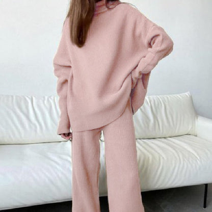 Women’s Oversized Knit Top and Wide-Leg Trouser Set – Relaxed Two-Piece Loungewear