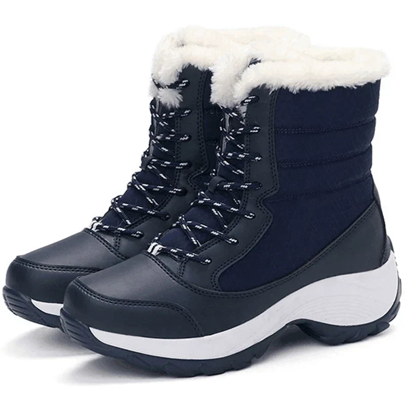 Women’s Plush-Lined Lace-Up Snow Boots – Warm Platform Winter Boots for Outdoor Wear