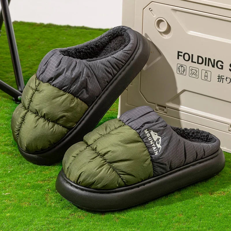 Women’s Quilted Puffer Slippers – Plush-Lined Winter Slip-Ons with Thick Cushioned Sole