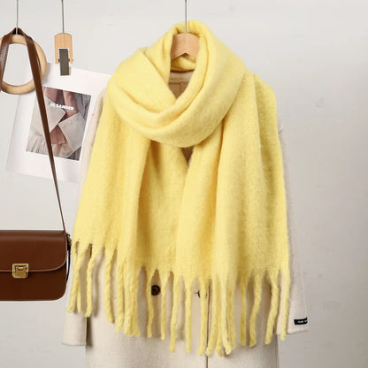 Women’s Cashmere Winter Scarf – Oversized Soft Tassel Wrap for Elegant Autumn and Winter Layering