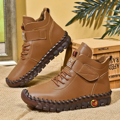 Women’s Fleece-Lined Ankle Boots – Lace-Up Winter Shoes with Adjustable Strap and Flexible Sole