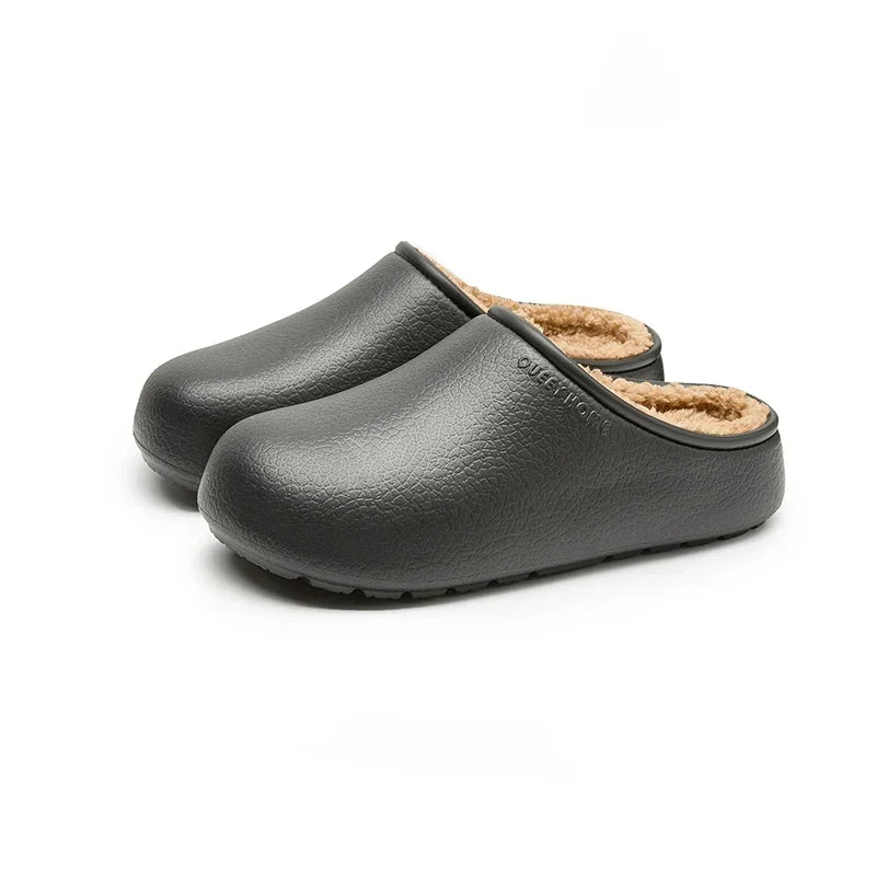 Women’s Plush-Lined Winter Clog Slippers – Warm Waterproof Non-Slip Indoor House Shoes for Everyday Comfort