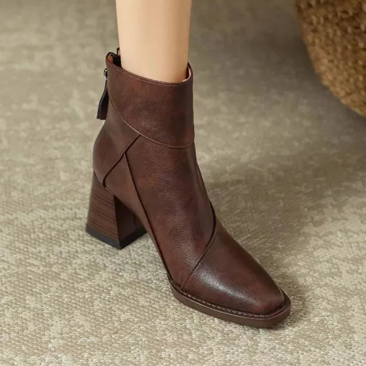 Women’s Ankle Boots – Block Heel with Pointed Toe