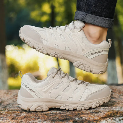 Men’s Low-Cut Winter Hiking Shoes – Rugged Anti-Slip Lace-Up Outdoor Trail Walking Sneakers