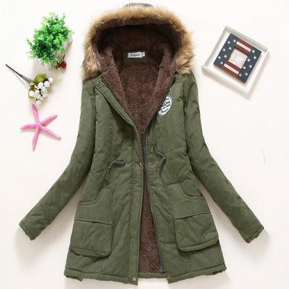 Women’s Faux-Fur Hooded Winter Parka – Fleece-Lined Drawstring Jacket for Warm Everyday Cold-Weather Wear