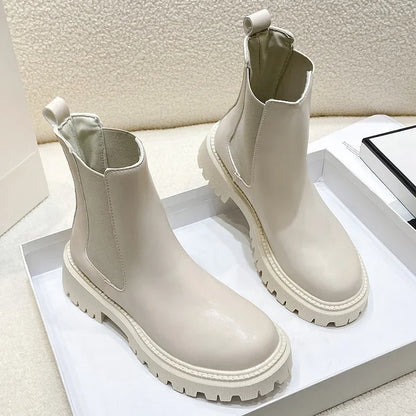 Women’s Chunky Chelsea Boots – Thick Sole Ankle Boots for Autumn and Winter Everyday Wear