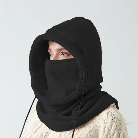 Unisex Fleece Hood Balaclava – Full-Coverage Winter Hood with Integrated Face and Neck Warmer